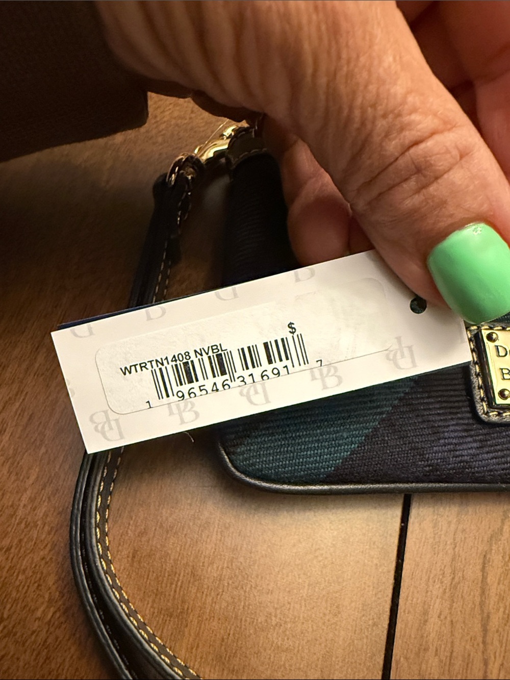 Dooney & Bourke Green and Black Plaid Wristlet - Picture 4 of 10